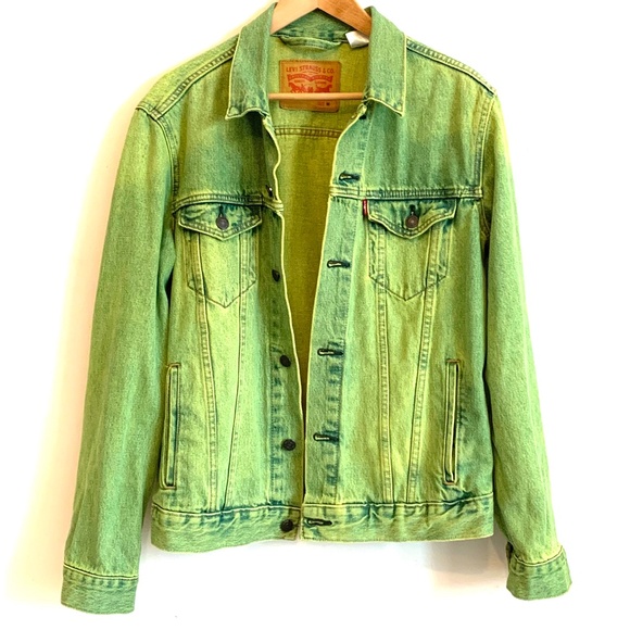 RARE Y2K Levi's Vintage Trucker Jacket Neon Slime Green Size M - Picture 14 of 15